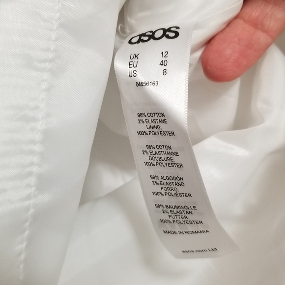 NWT ASOS 🇬🇧 White A-line mini skirt scalloped hem - Picture 7 of 7